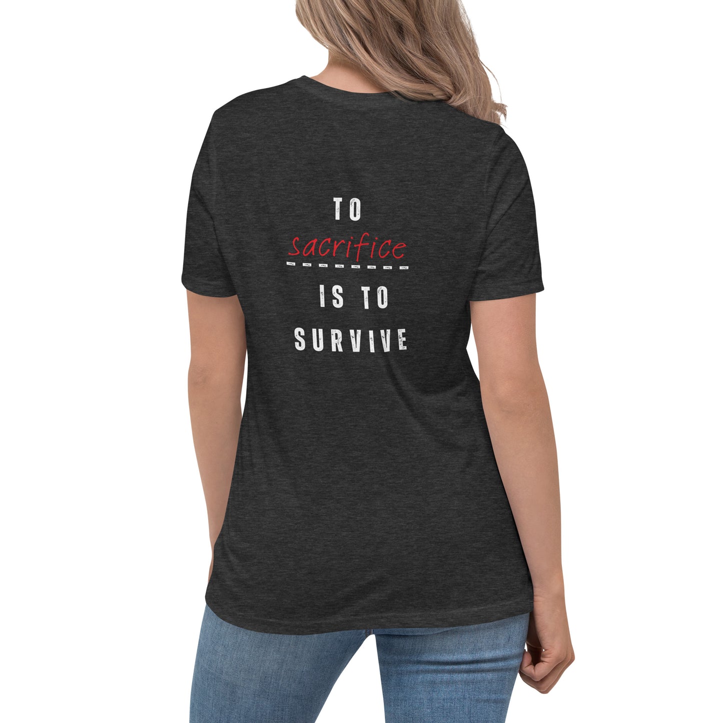 Women's "Sacrifice" White Logo T-Shirt (50% goes to Wounded Warrior Project)
