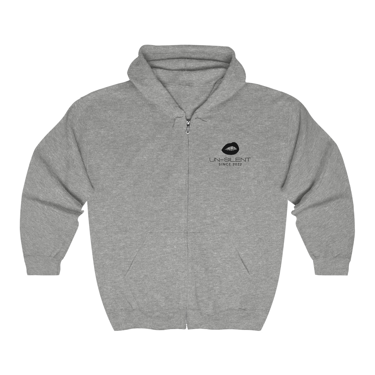 Unisex Black Logo Full Zip Hoodie