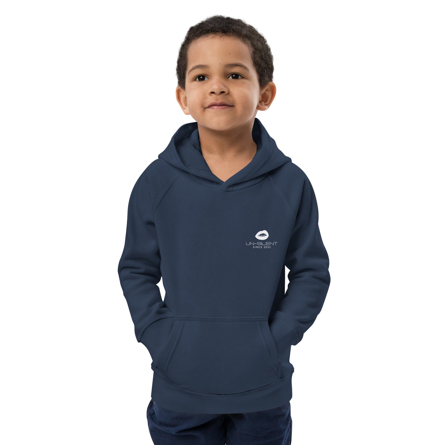 Kids Unisex White Logo Eco Hoodie