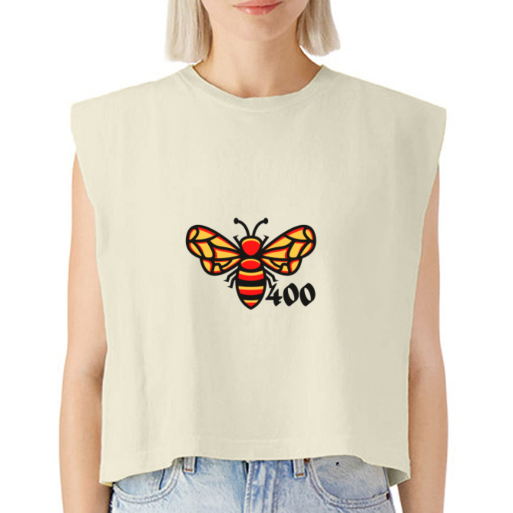 TAN 400 x YG HIVE WOMEN'S MUSCLE TEE - faded cream