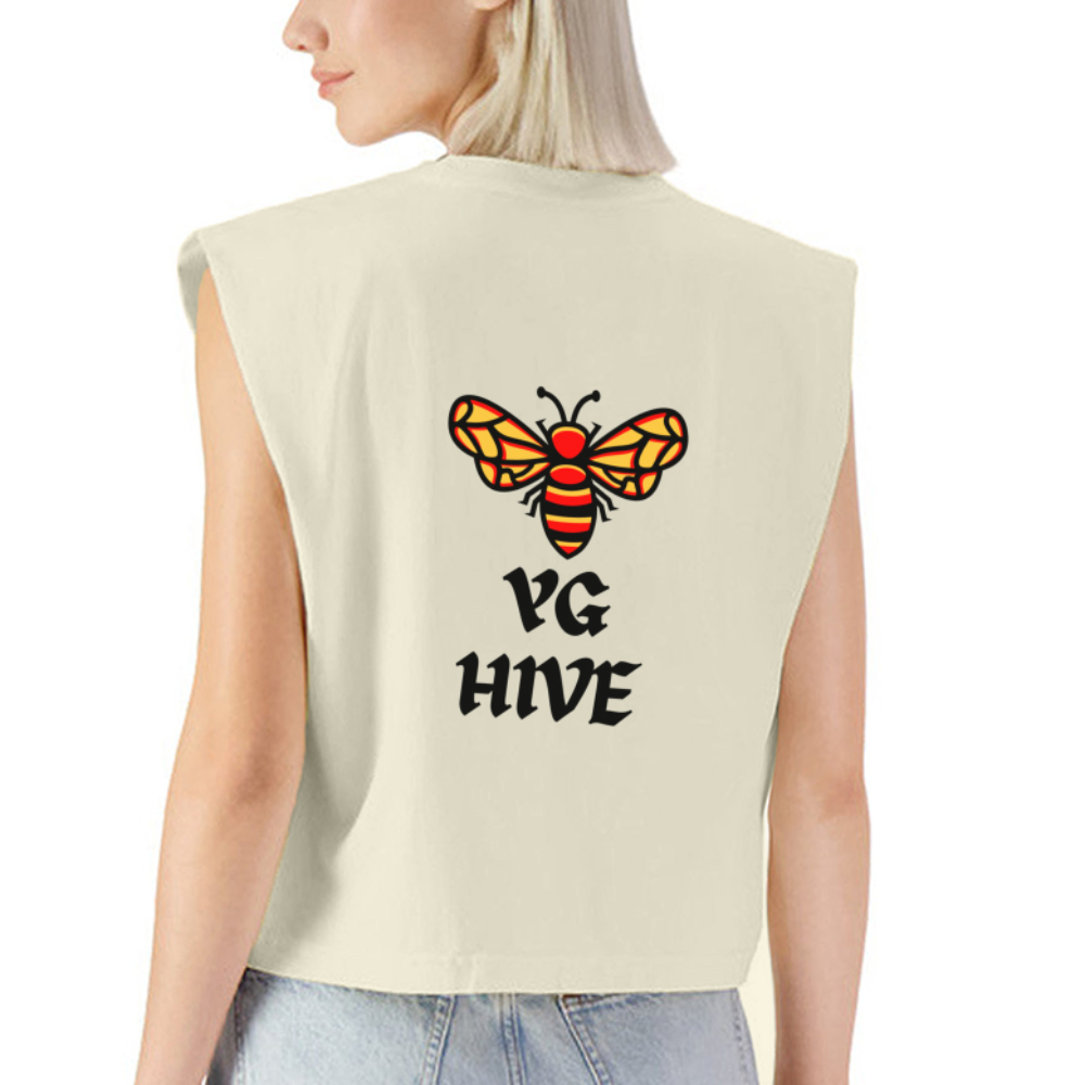 TAN 400 x YG HIVE WOMEN'S MUSCLE TEE - faded cream