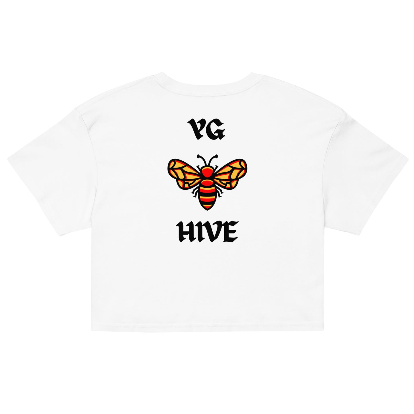 BEIGE & WHITE 400 x YG HIVE BUMBLE BEE CROPPED TEE